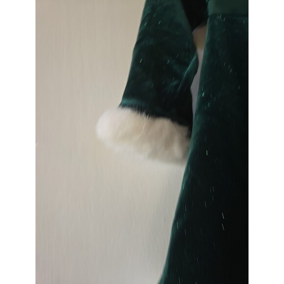 Bonnie Baby Green Velour Christmas Dress With White Faux Fur Size 24 Months - Picture 3 of 10